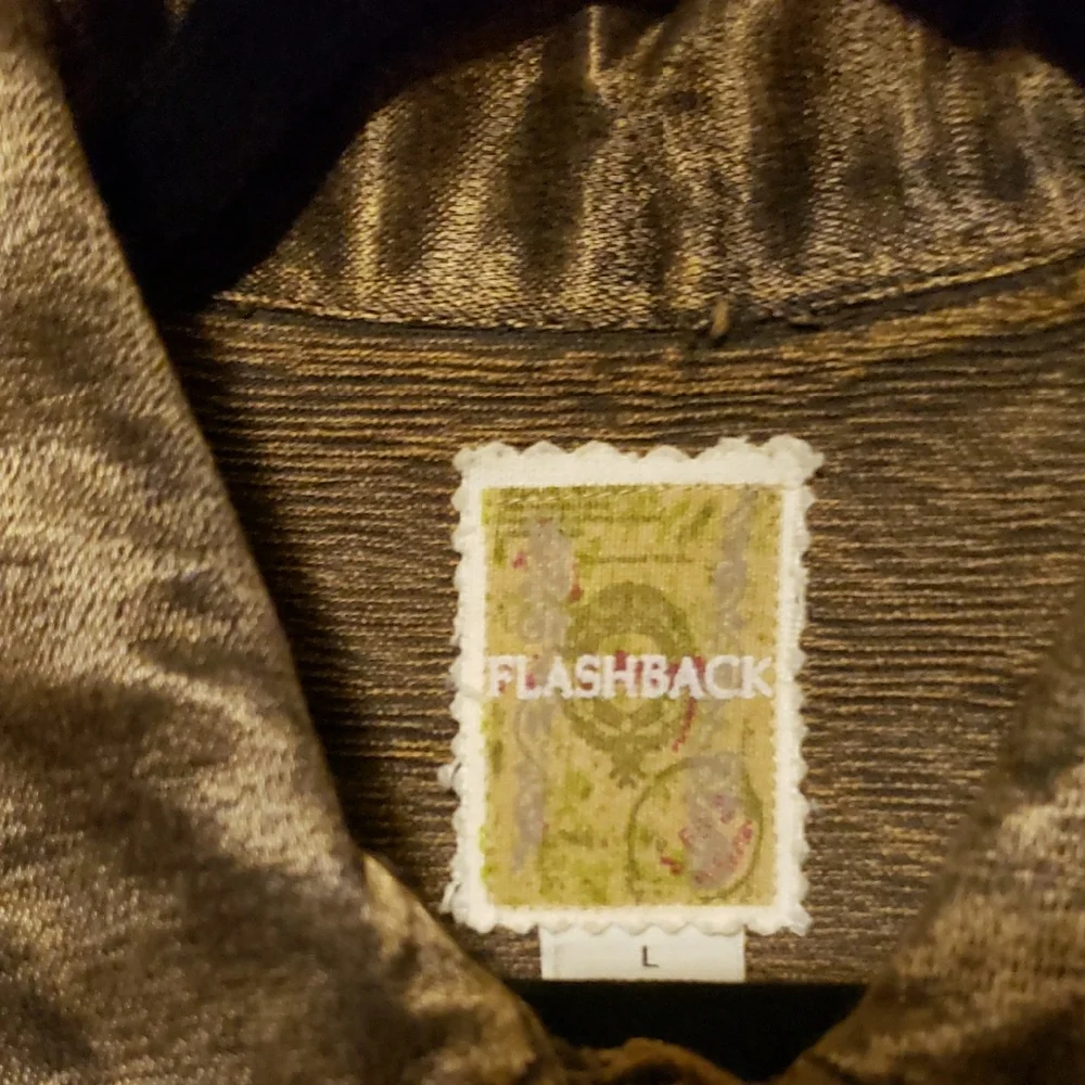Flashback Metallic Brown Embroidered Leather Jacket - Picture 2 of 4